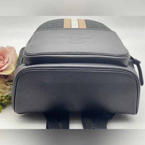 Coach Large  Backpack In Signature Jacquard With Varsity Stripe - Picture 7 of 14